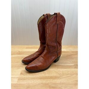 Vintage Tony Lama 5084 Cowboy Boots 11.5B Cognac Brown Leather Western USA Rodeo